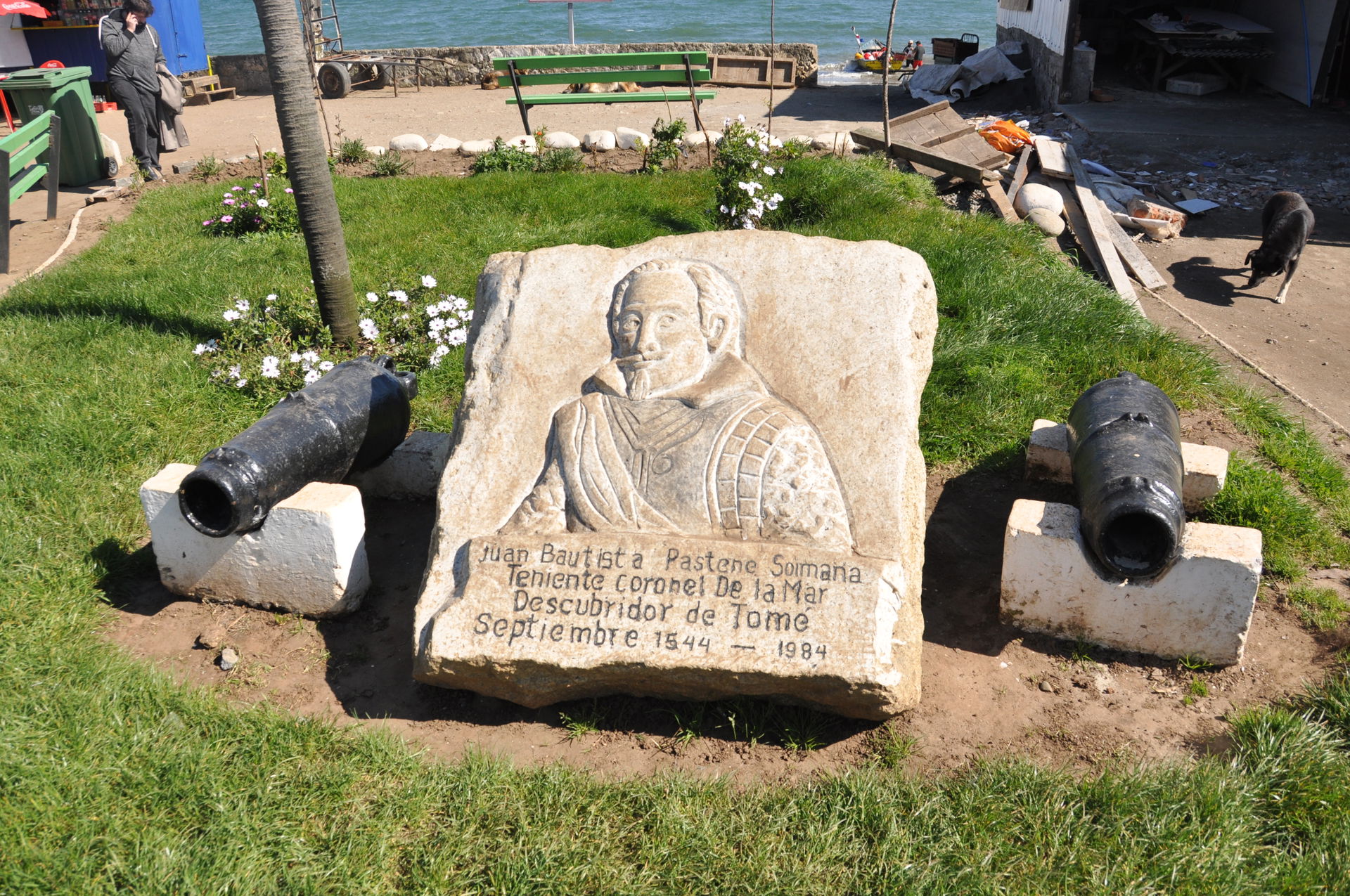 Monument to Juan Bautista Pastene, founder of the coastal town …