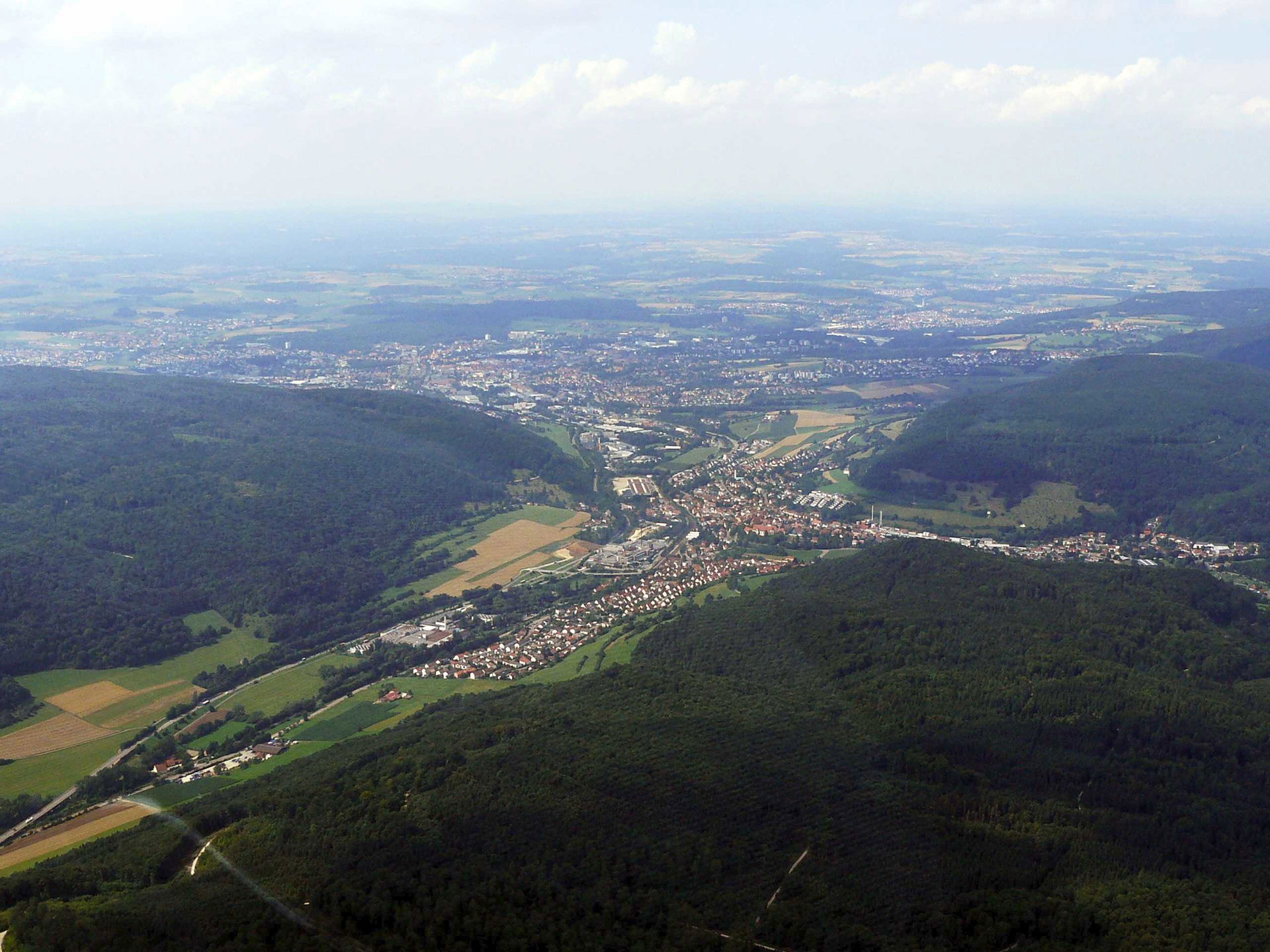 Aalen aus südlicher Richtung gesehen; im Vordergrund befindet s…