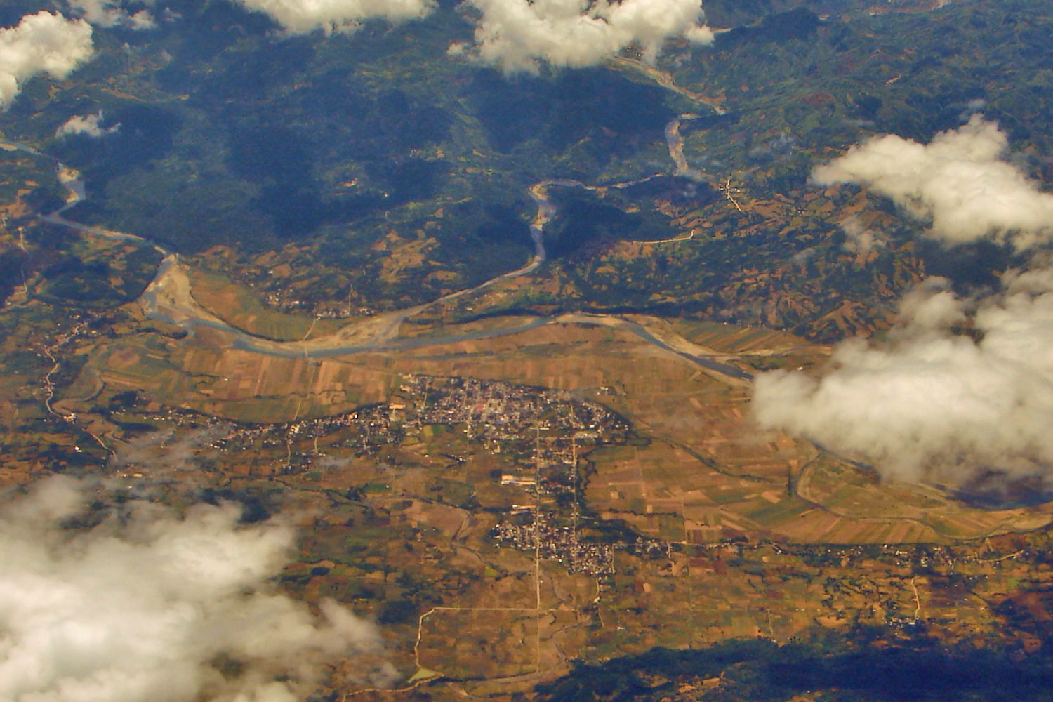 Aerial view of Maddela, Quirino, Philippines