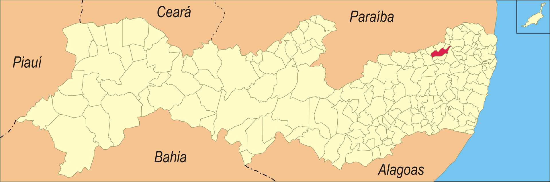 Localização da cidade em Pernambuco