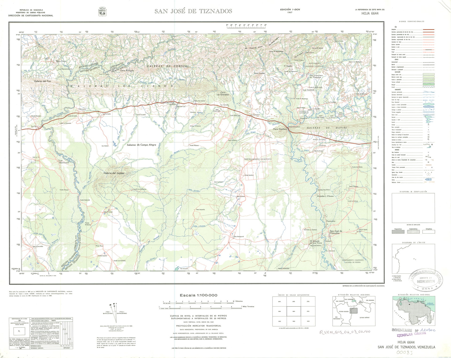 Official topographic maps of Venezuela, at scale 1:100.000.