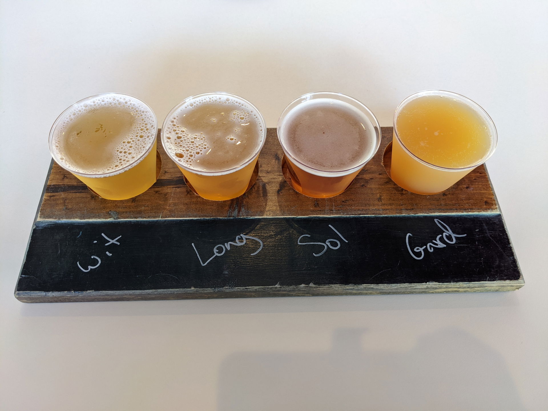 A flight of craft beer at Mother Earth Brewing in Kinston, NC