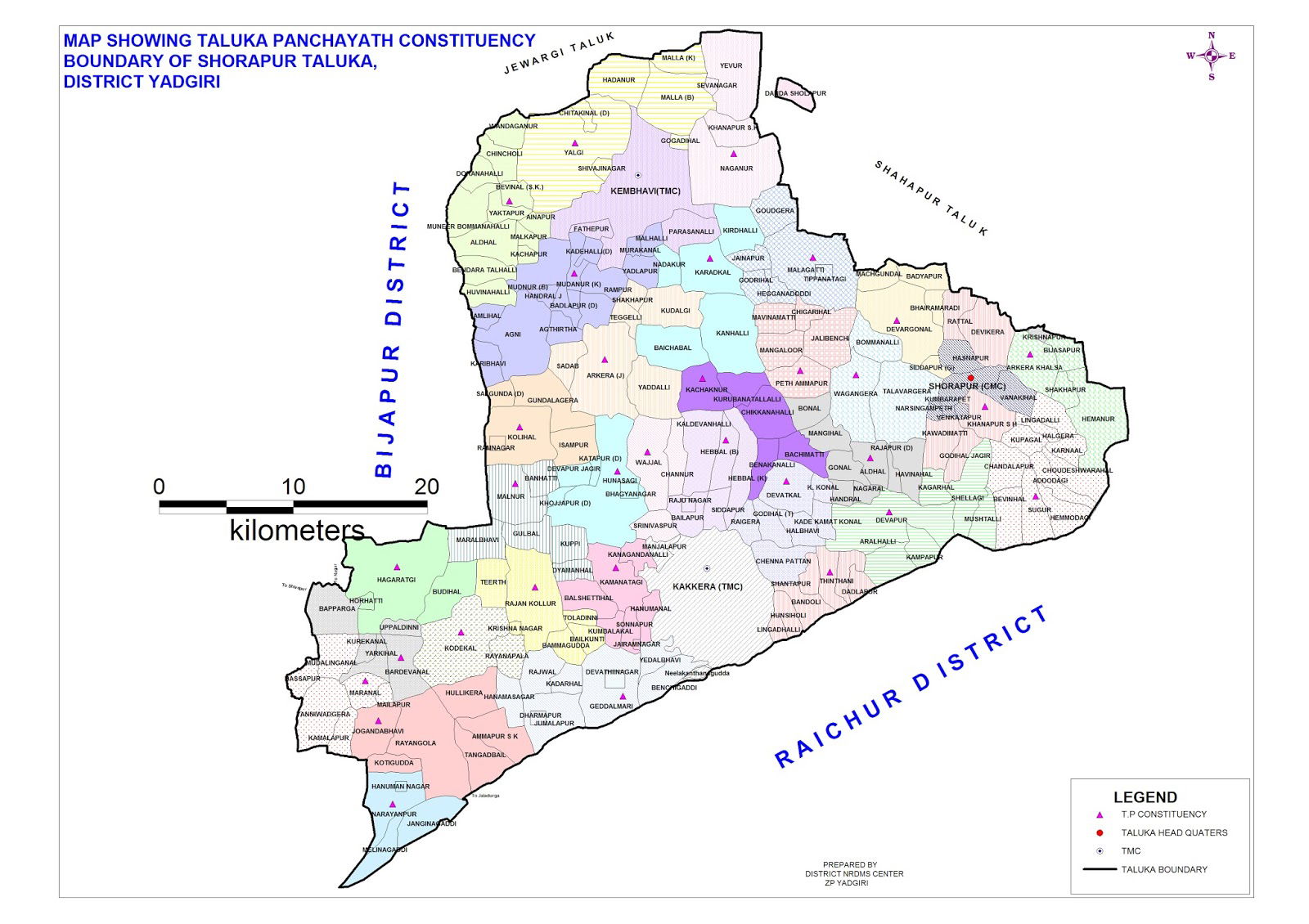 Shorapur Taluk Panchayat Map - OLD