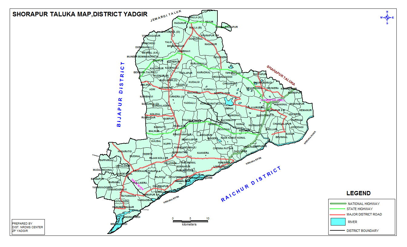 Shorapur Taluk Map - Old