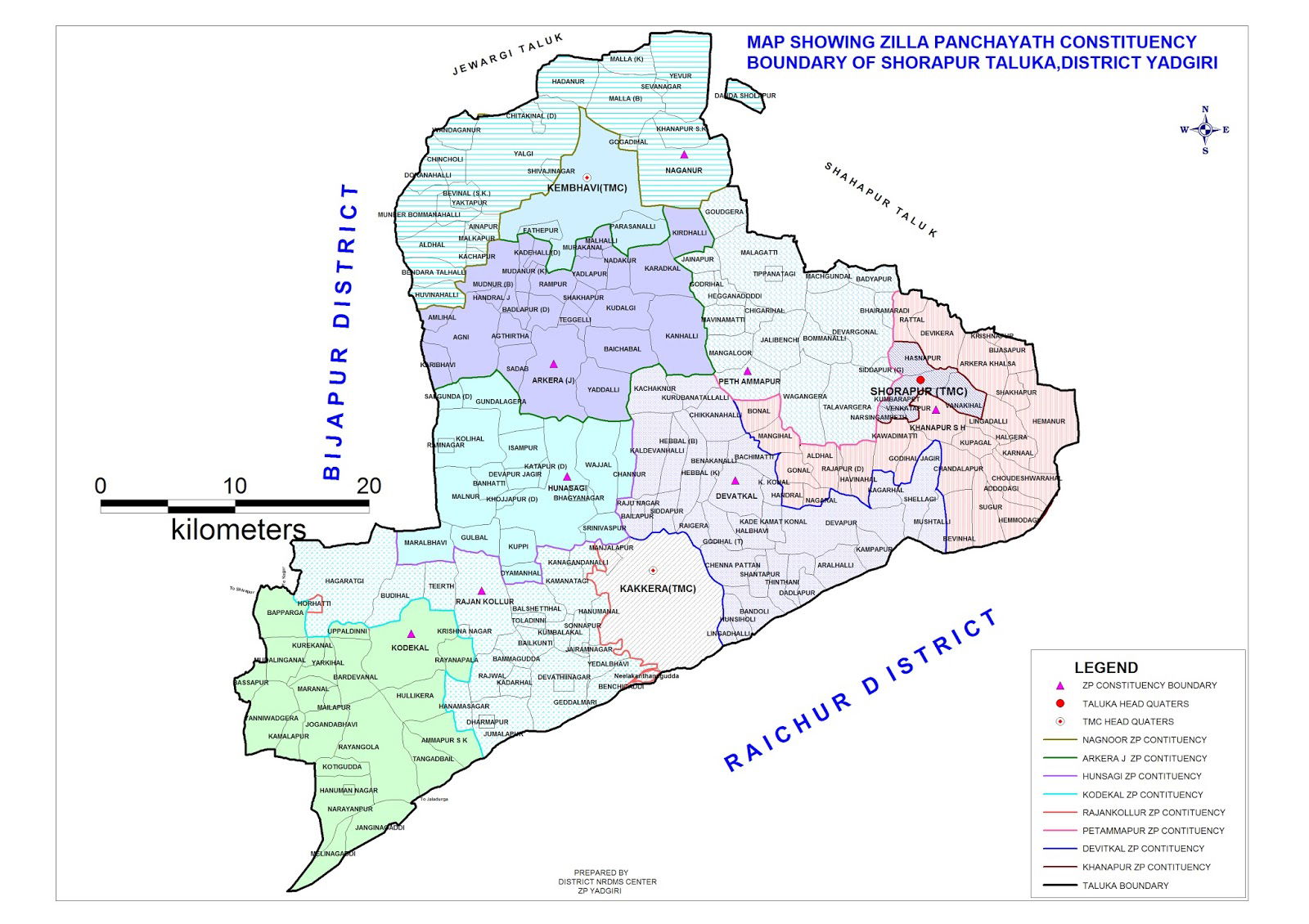 Shorapur Taluk Zilla Panchayat Map - OLD