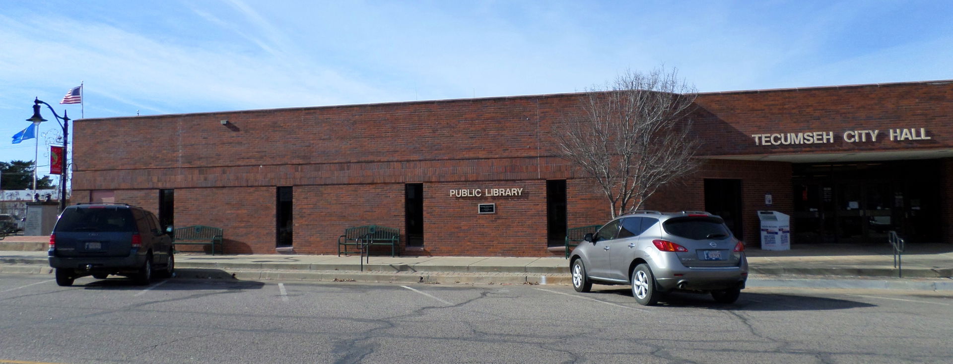 The Tecumseh Public Library, located at 114 N Broadway St, Tecu…