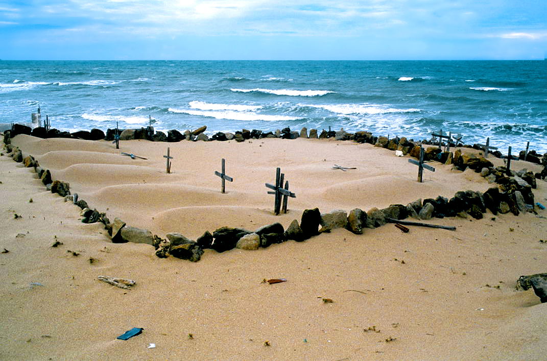 Cemetery on a beach near Icaraí de Amontada, Ceará, Brazil