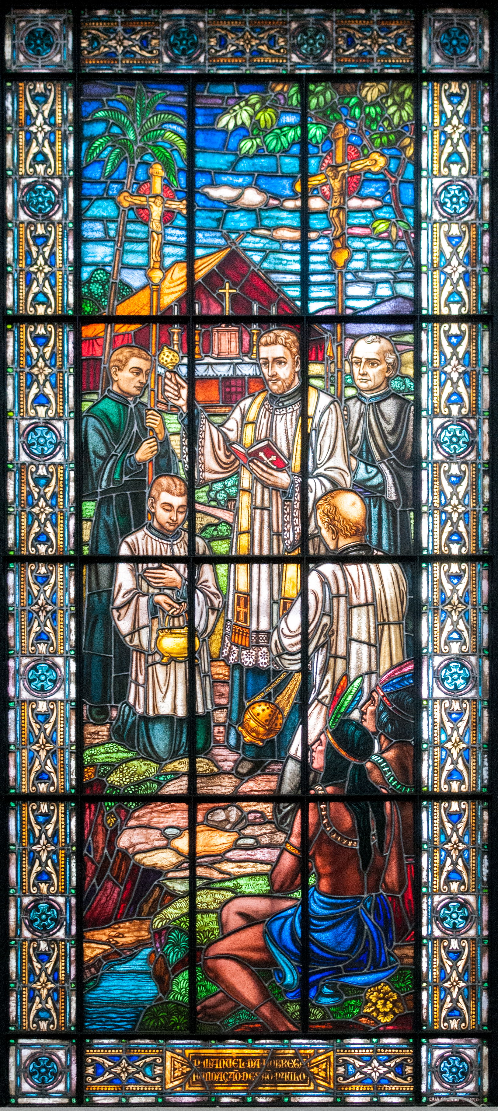 Pde. Manuel da Nóbrega - Fundação de S. Paulo - Stained glass i…