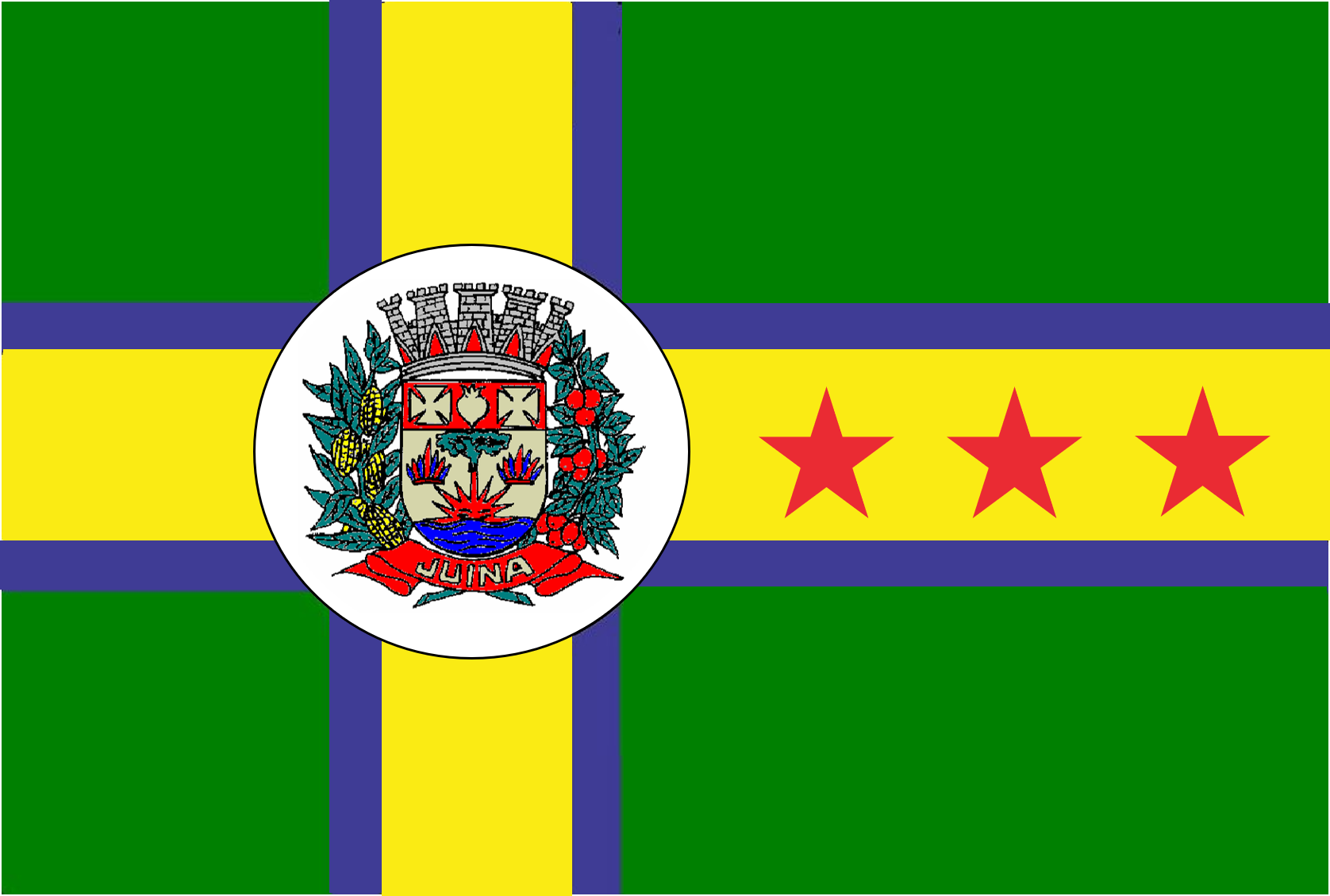 Flag of the municipality of Juína, state of Mato Grosso, Brazil.