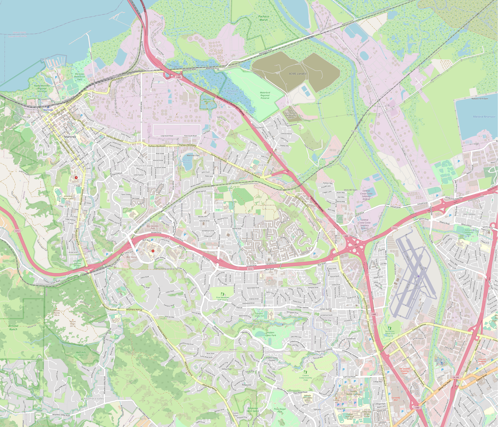 This map of Martinez and vicinity was created from OpenStreetMa…