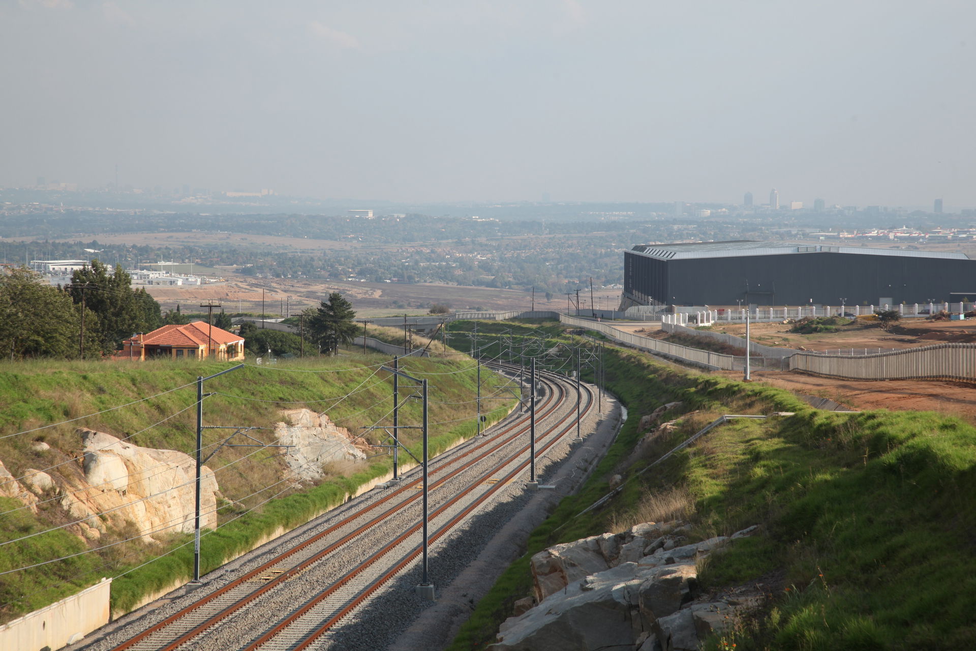 Gautrain rails passing through Midrand