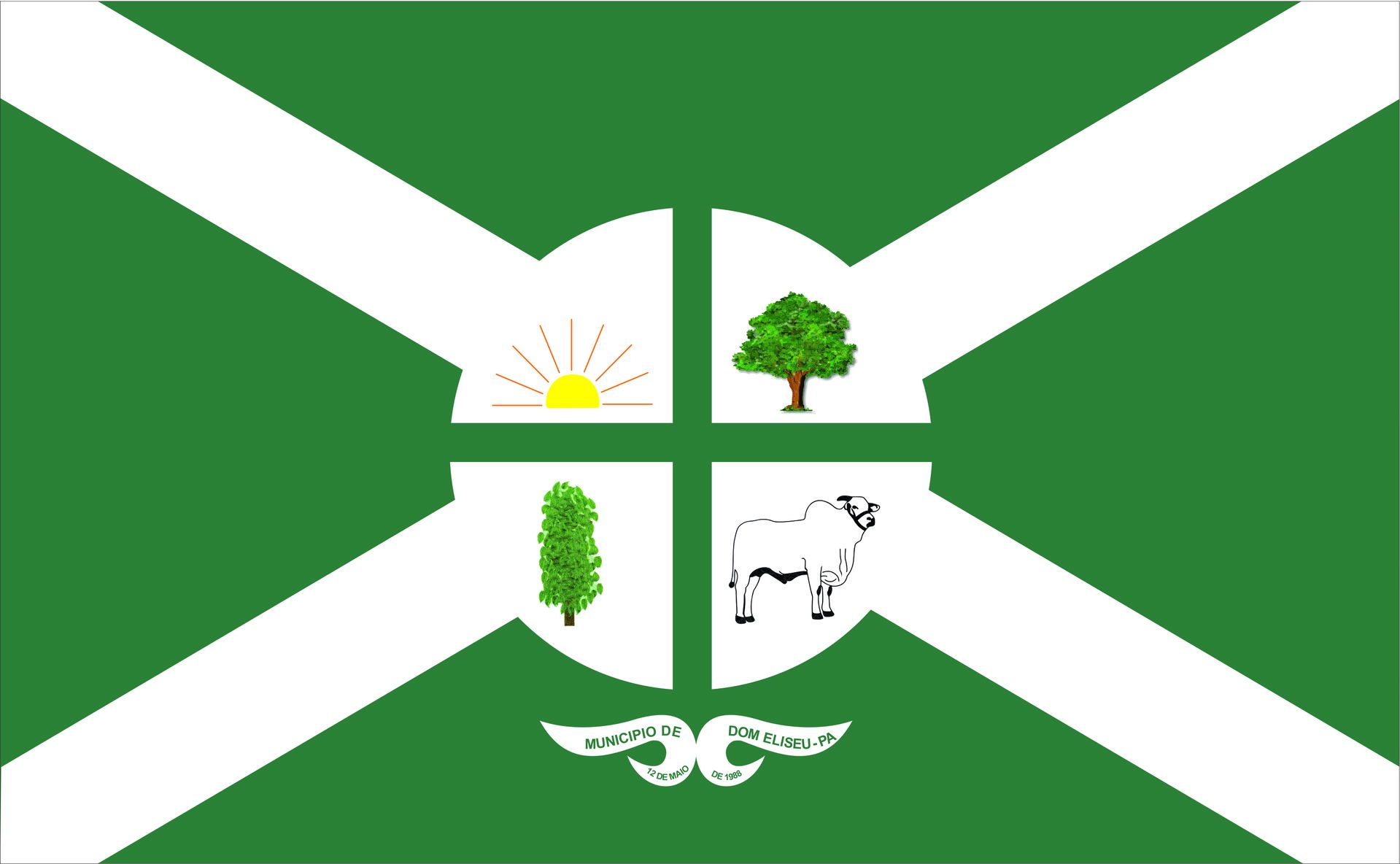 Official flag of the City of Dom Eliseu, Para State, Brazil. Cr…