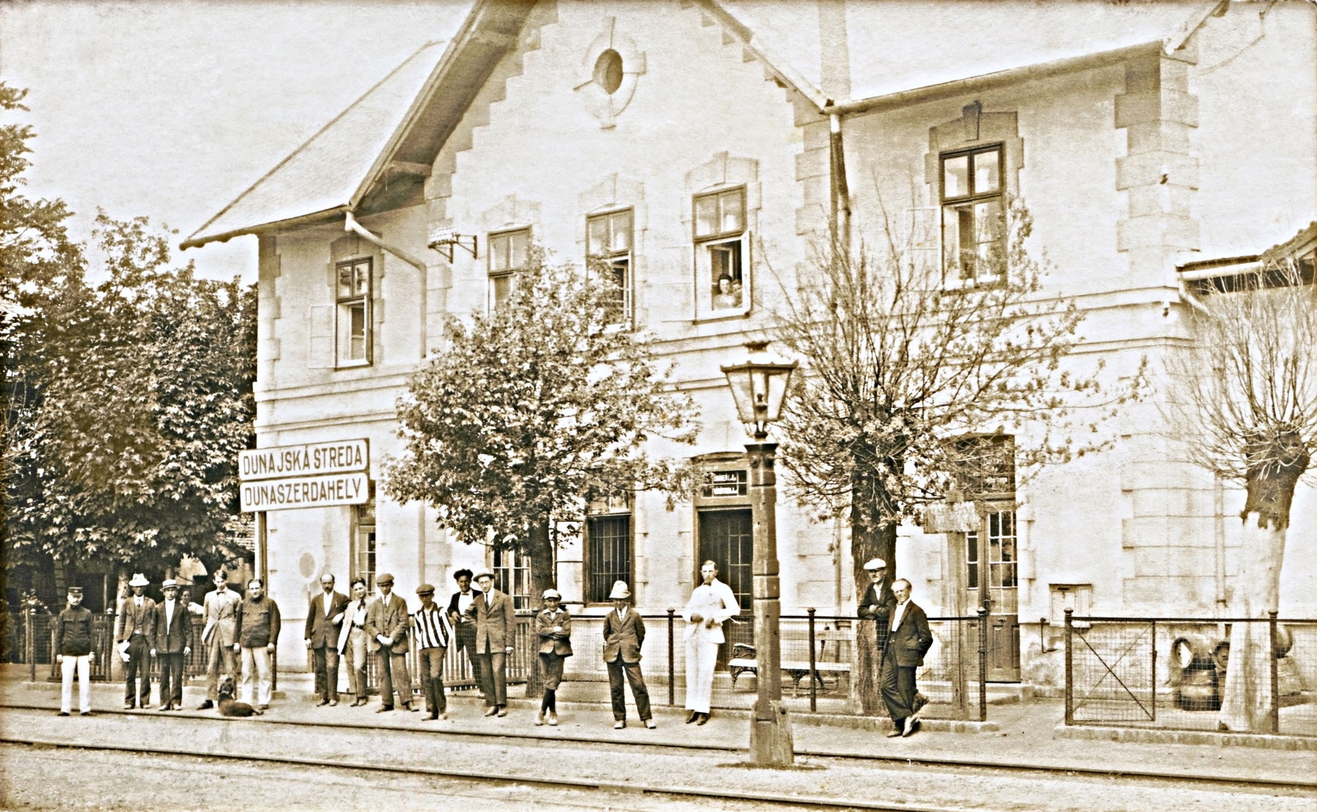 A restored sepia photo depicting the (long demolished) old trai…