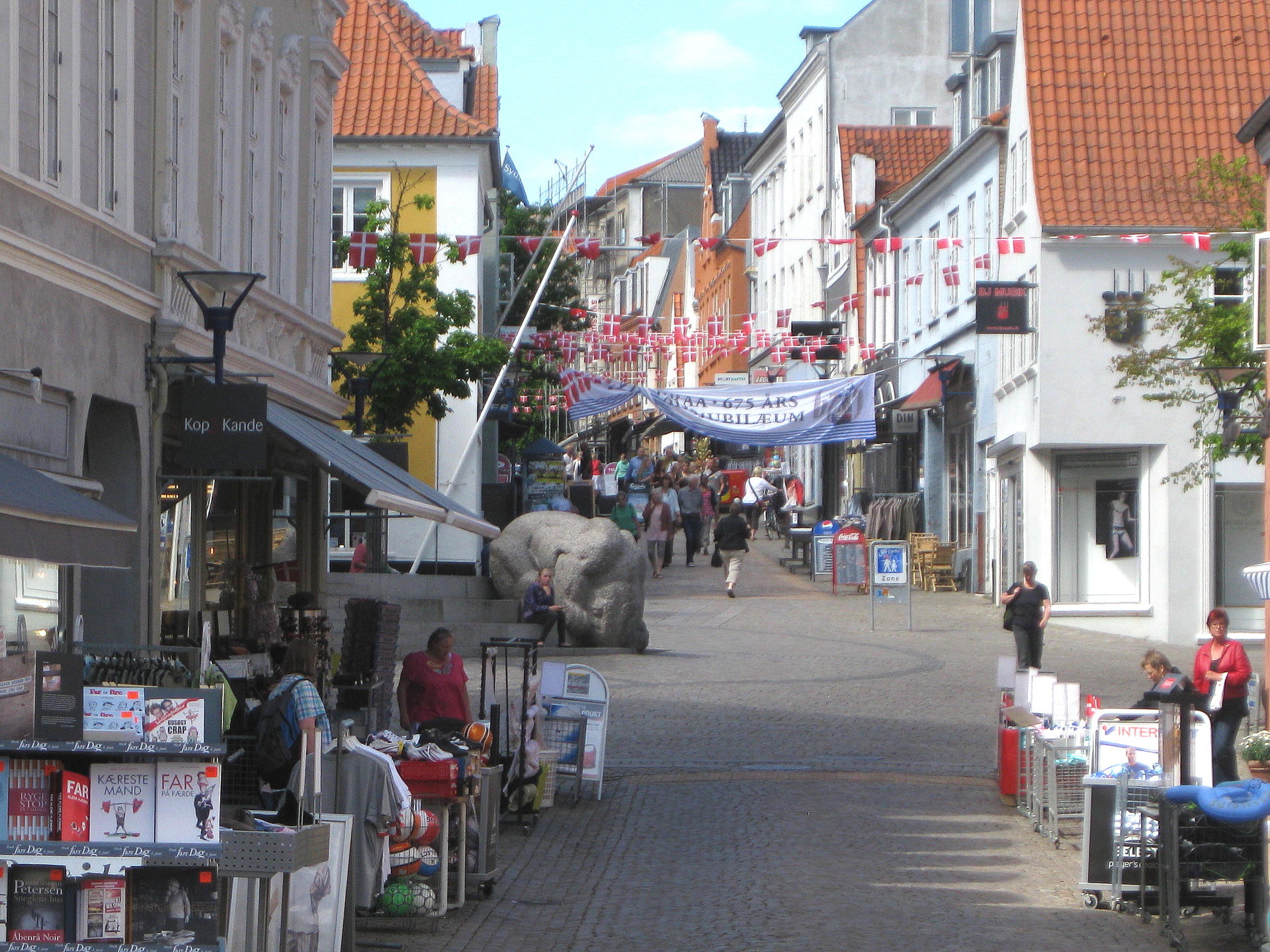 The pedestrian street Storegade in Aabenraa, Southern Jutland, …
