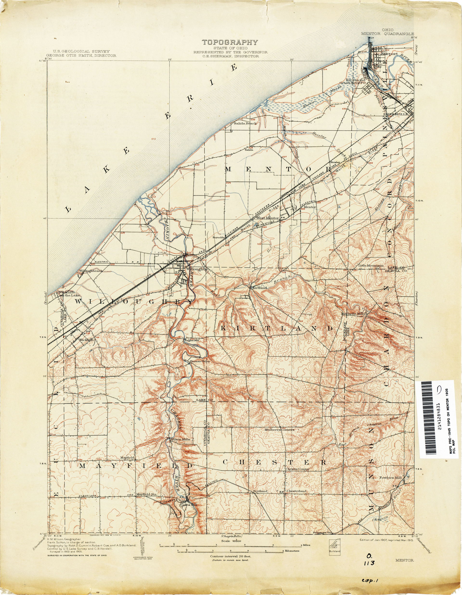 Mentor 1905 1:62,500 (6.3MB) - Ohio Historical Topographic Maps
