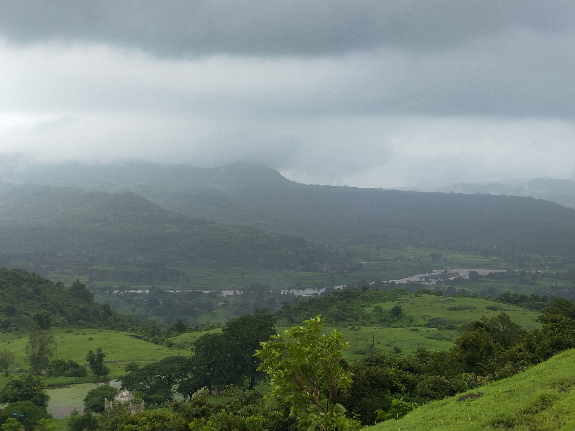 Western ghats Pen Raigad in monsoon taken from sankashi durg