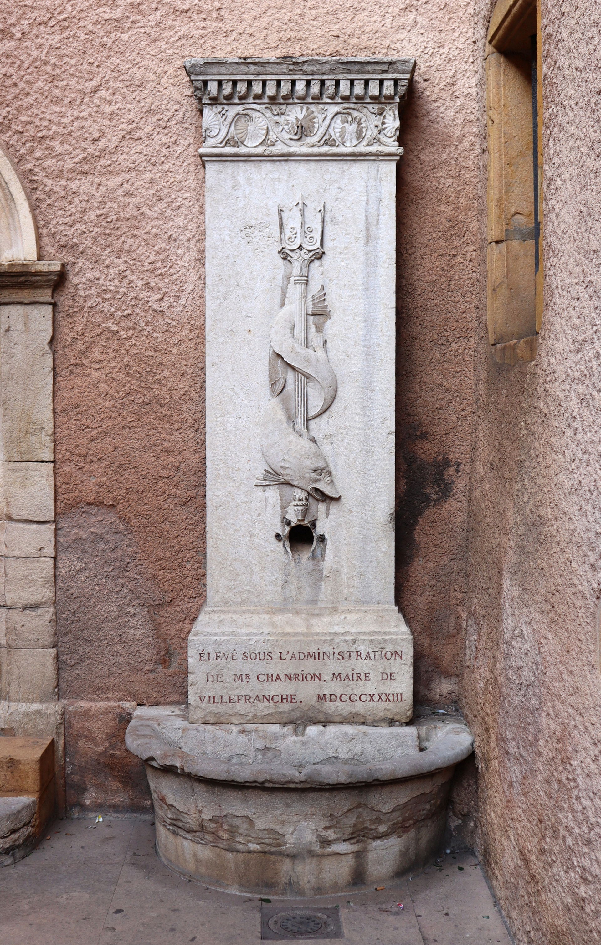 Fountain (1833) in the court of the ancient town hall of Villef…