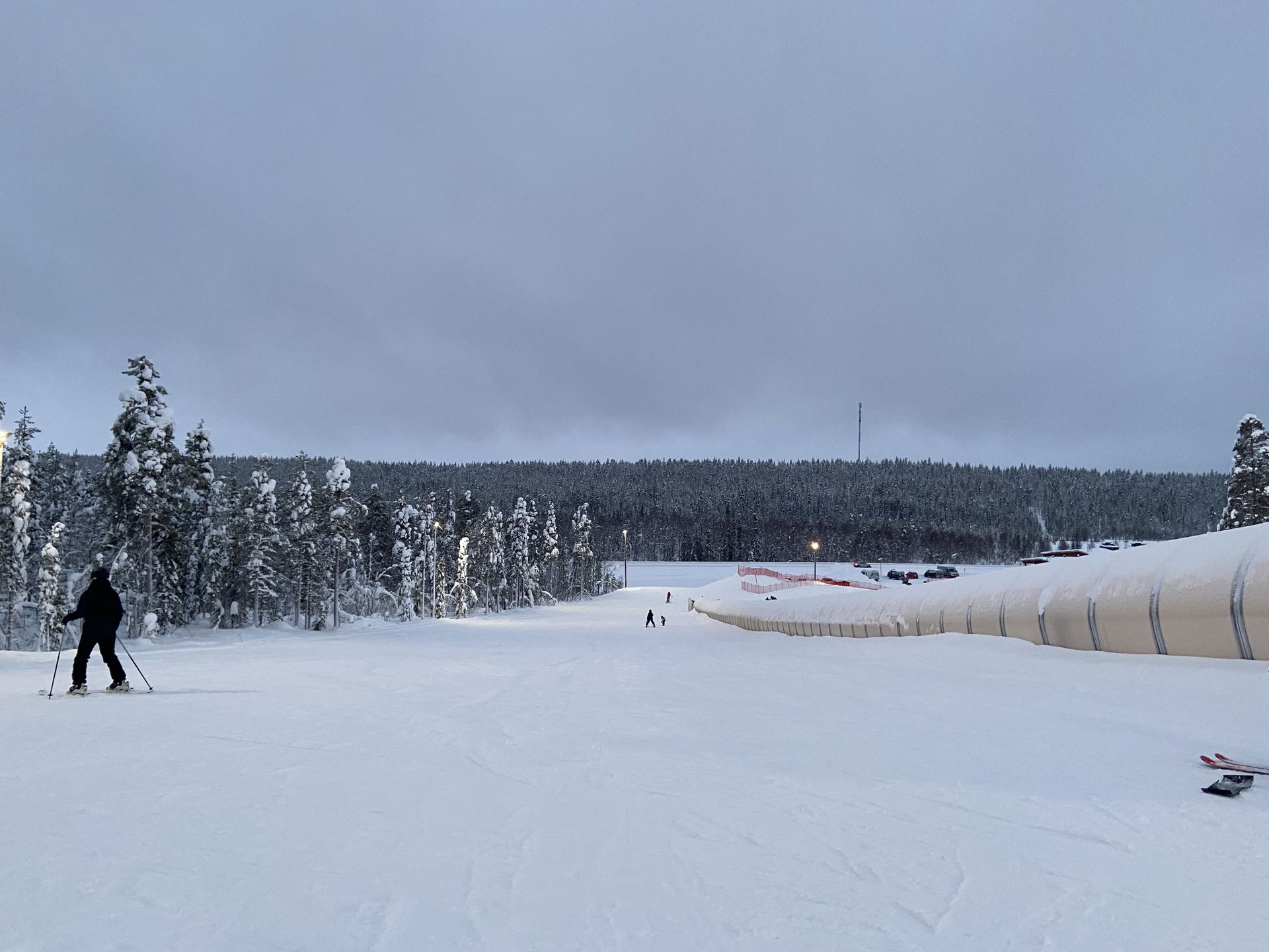 South ski slope on Levi fell in Lapland, Finland. The tunnel to…