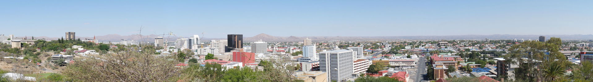 Panoramic view of Windhoek from the "Three Circles" viewpoint.