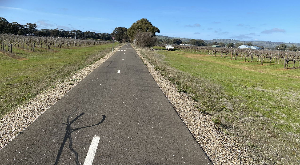 Nuriootpa to Angaston Rail Trail from Research Road towards Lig…