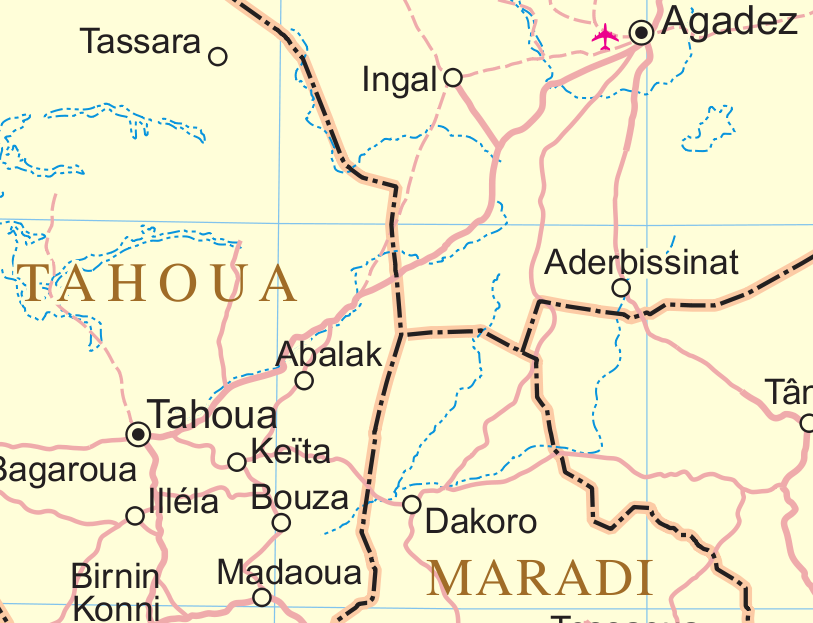 Area map of the region around Abalak, Niger