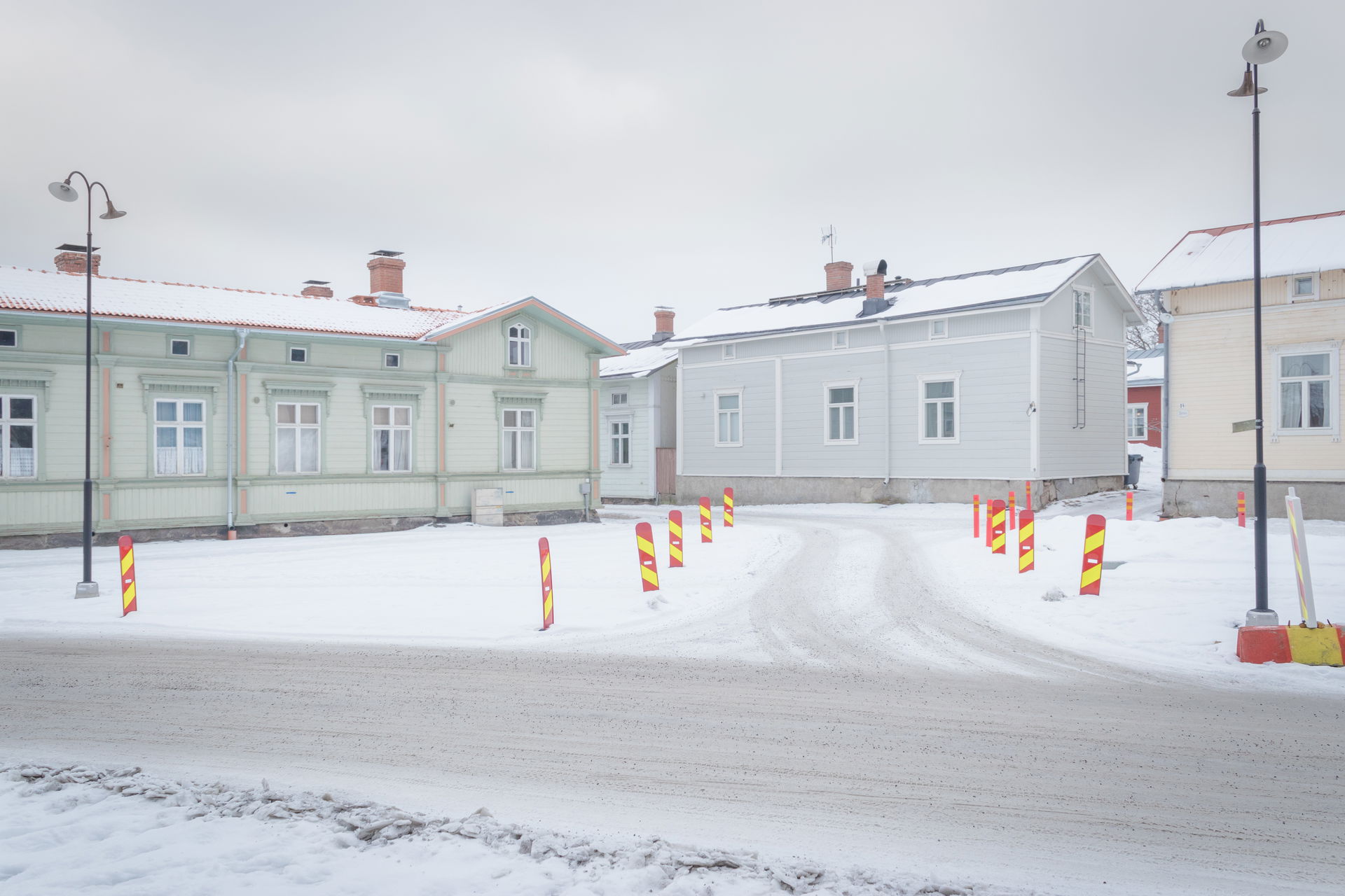 Rues de Naantali sous la neige
