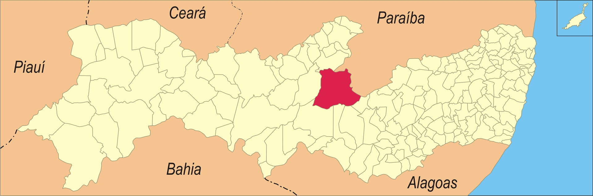 Localização da cidade em Pernambuco