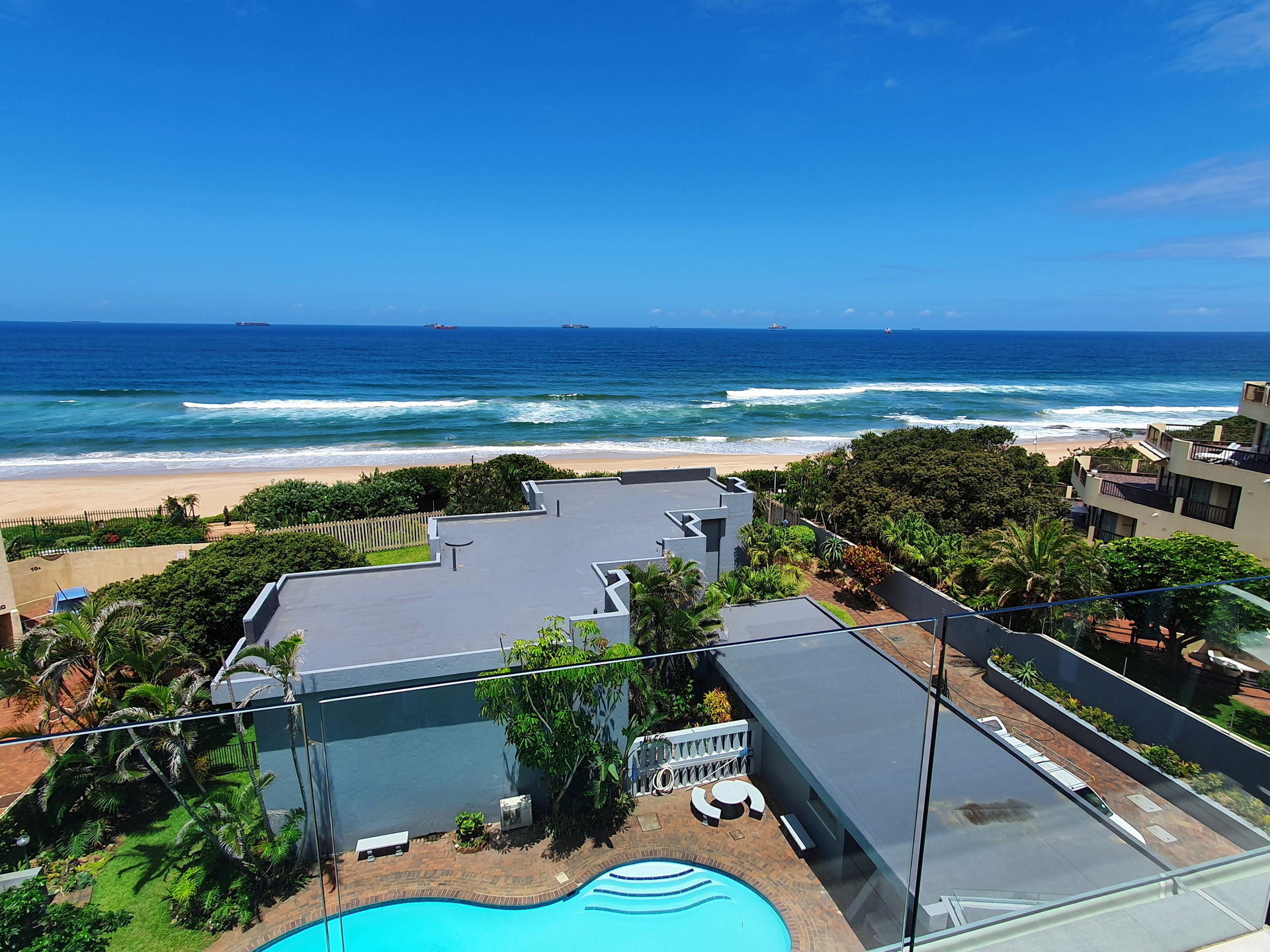 this is the view from the balcony of Licorna 51, Umhlanga