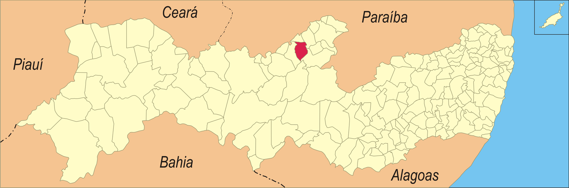 Localização da cidade no estado de Pernambuco
