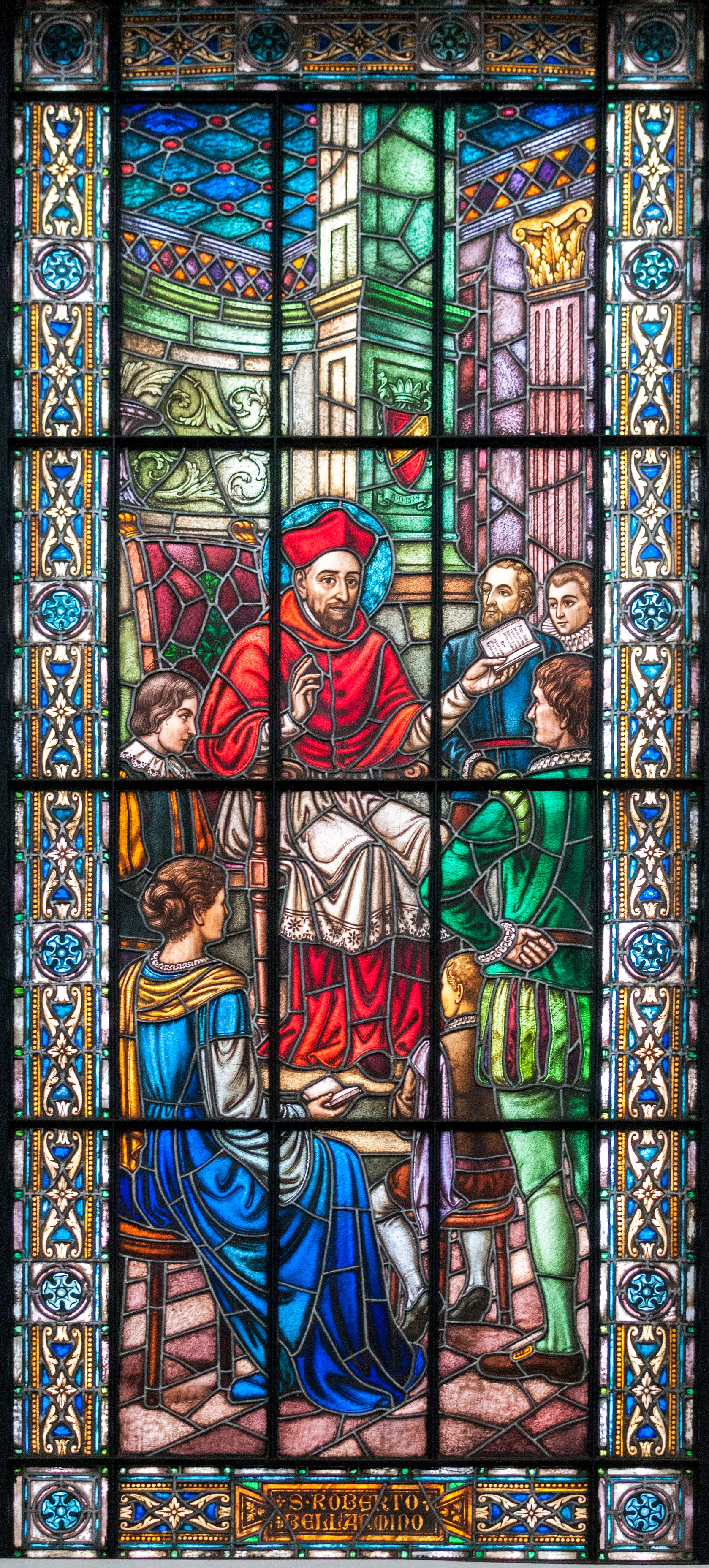 Stained glass window of Saint Roberto Bellarmino - Paróquia São…