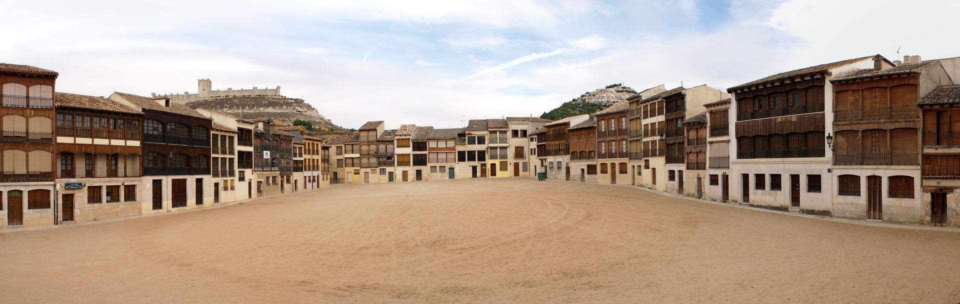 Plaza del Coso in Peñafiel, Valladolid, Spain. It's a town squa…