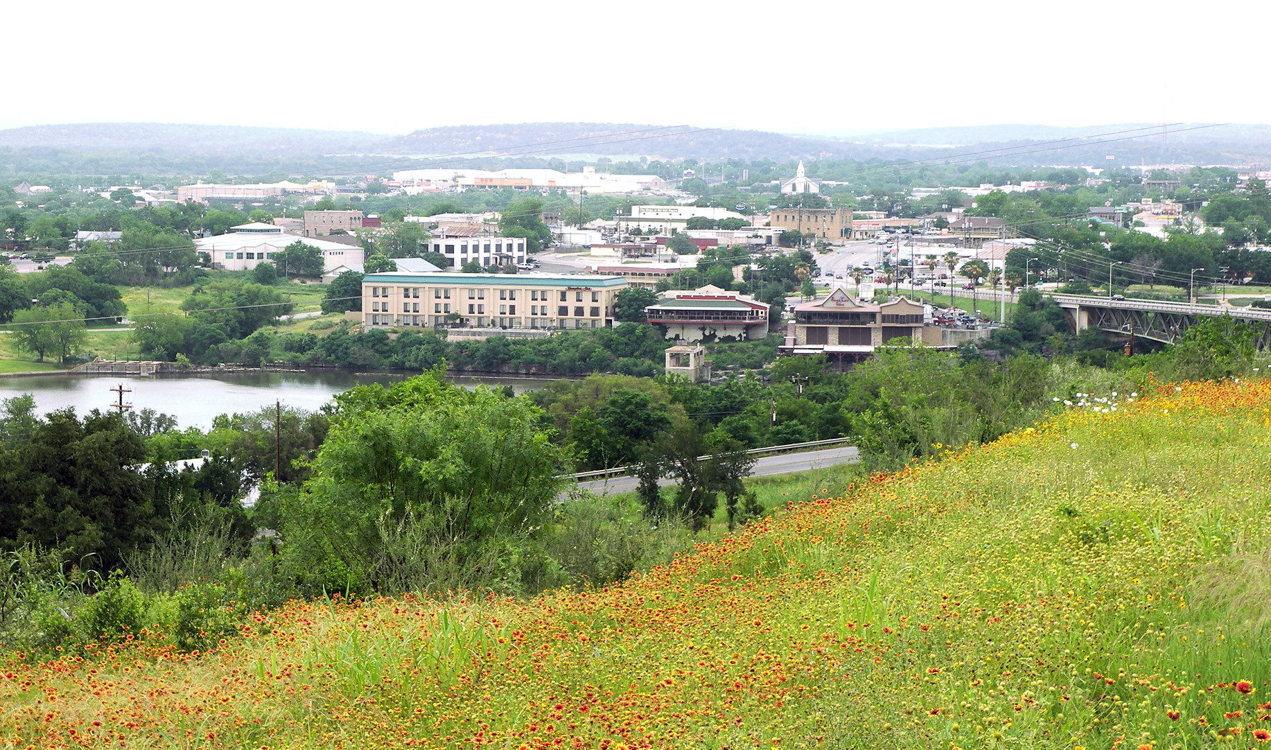 Marble Falls, Texas, United States as seen from a roadside park…