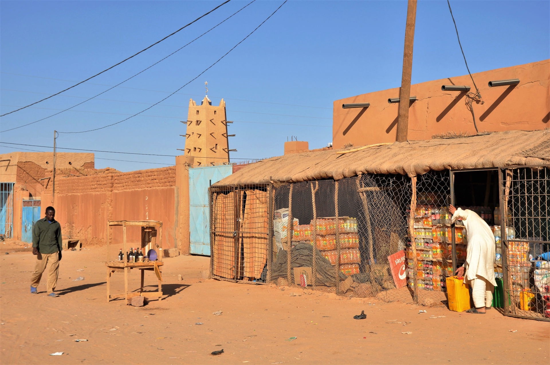 Street with shop in Arlit, northern Niger.