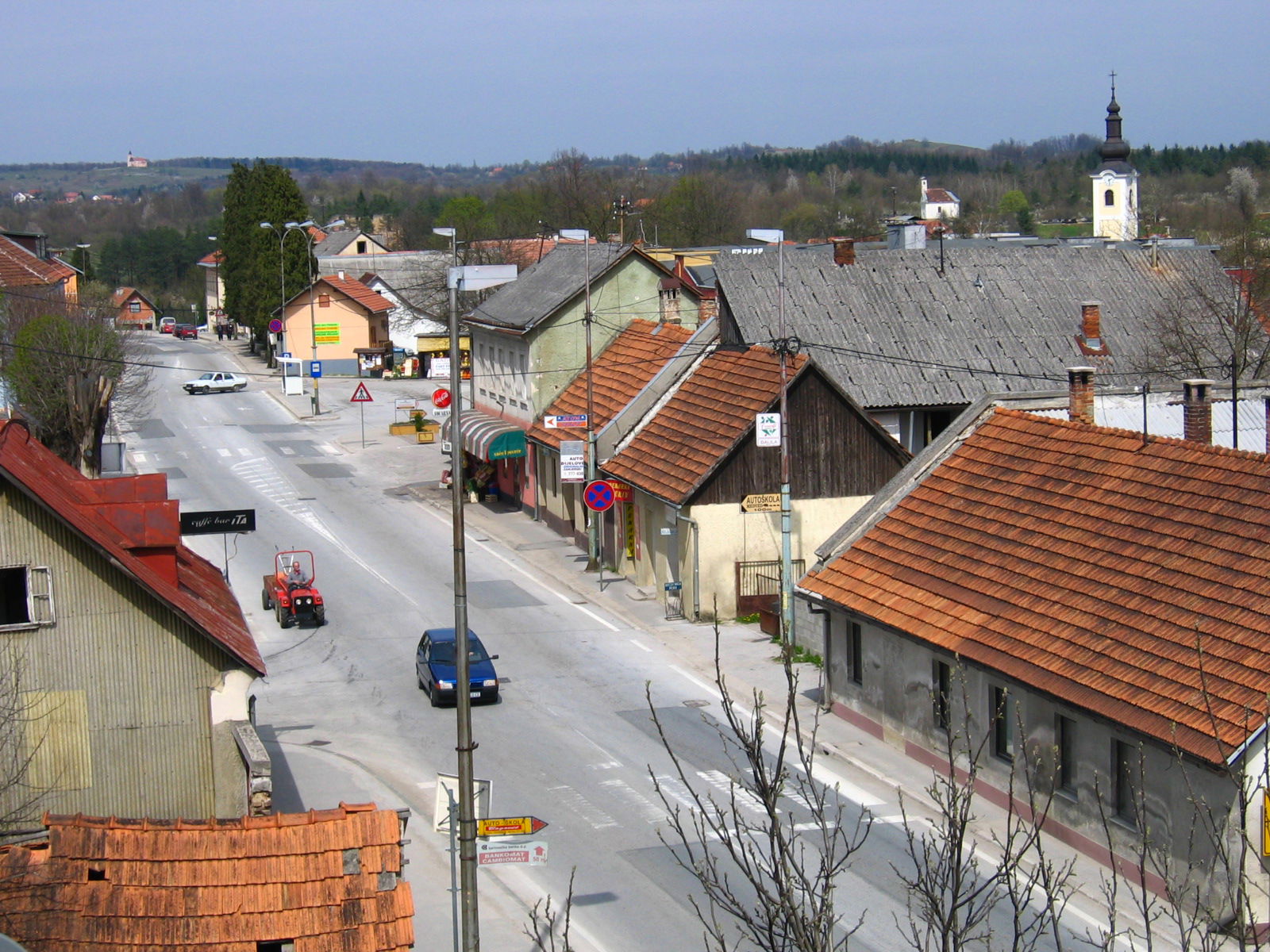 Slunj, Croatia. Town center. Bird view from nearby building. Pi…