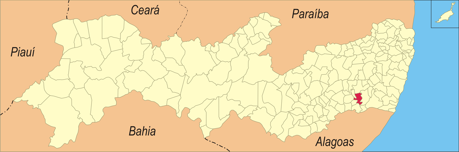 Localização da cidade em Pernambuco