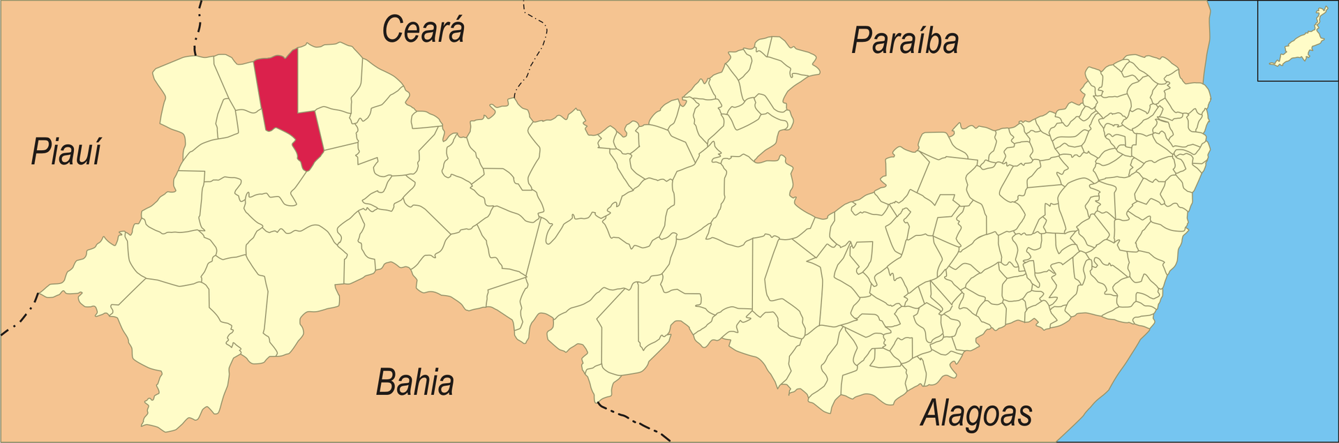 Localização da cidade em Pernambuco