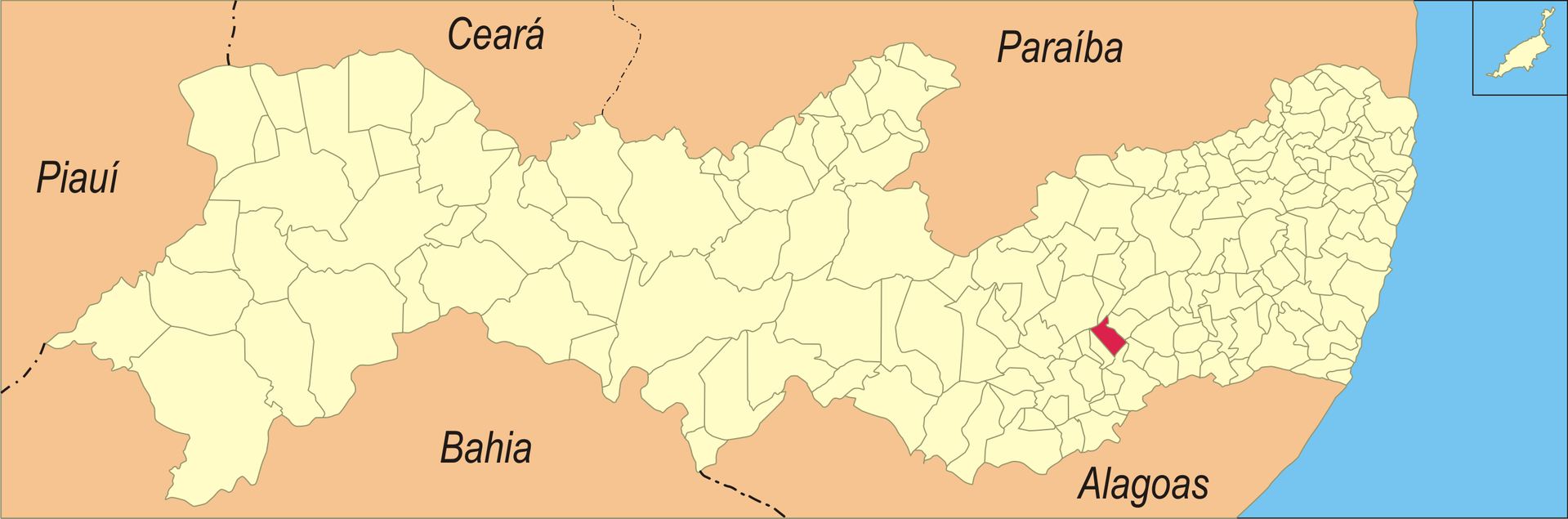 Localização da cidade em Pernambuco