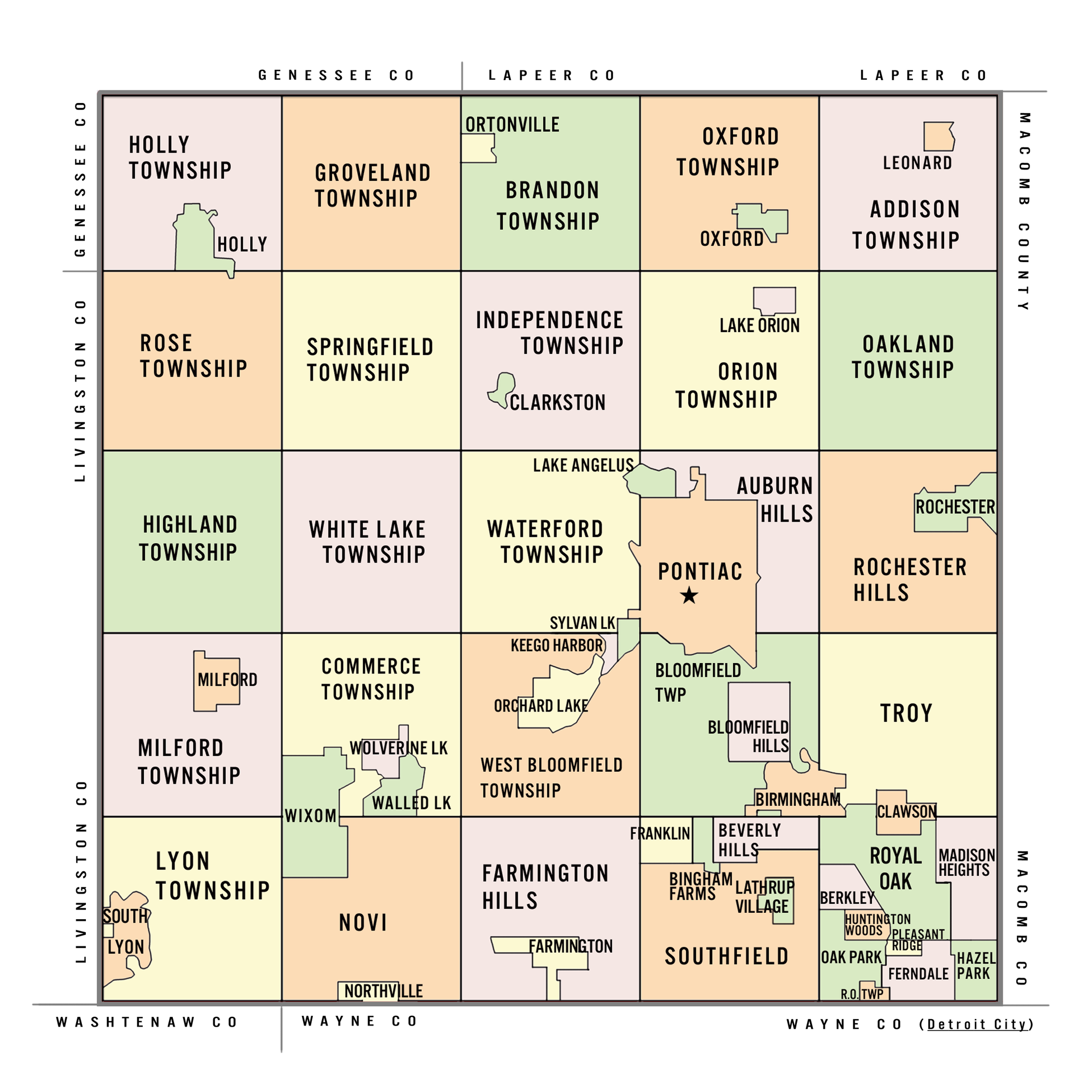 Map showing municipal boundaries (townships, villages, cities) …