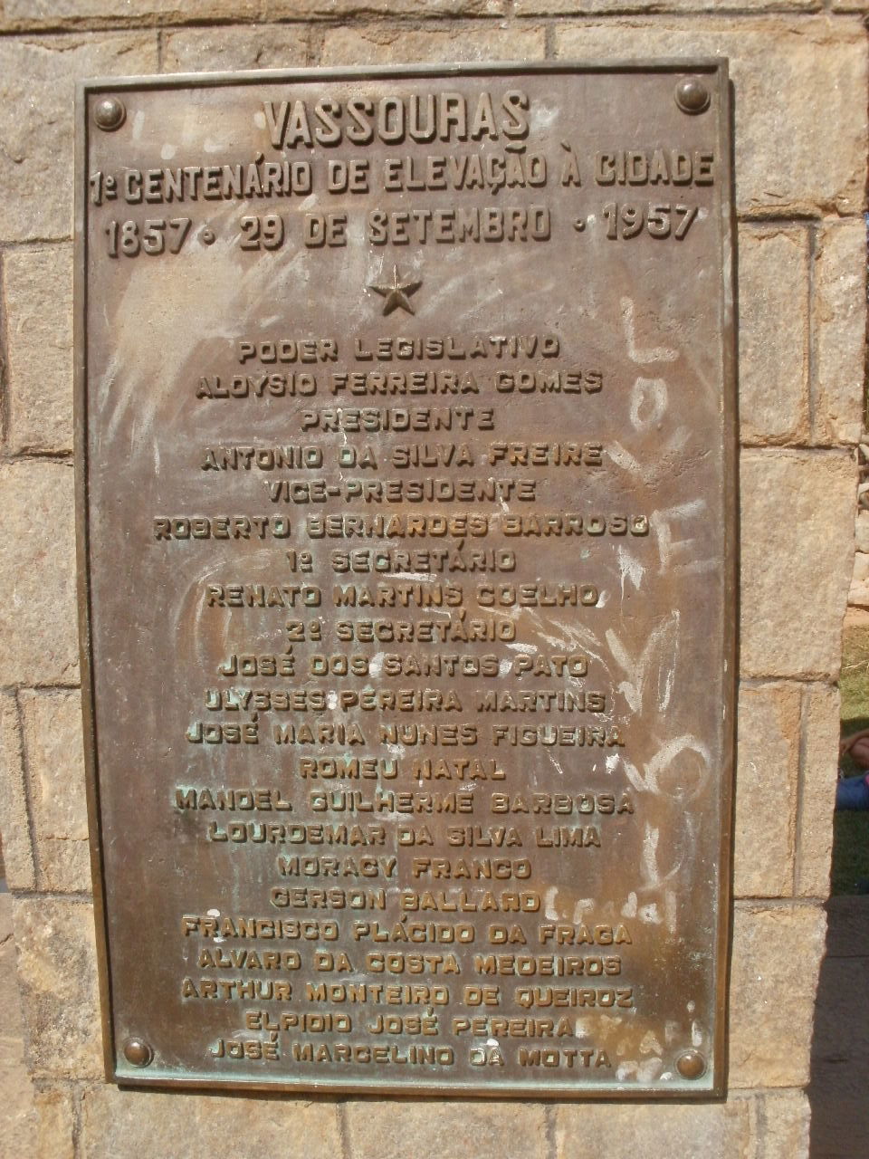 Placa da cidade de Vassouras, estado do Rio de Janeiro, Brasil.