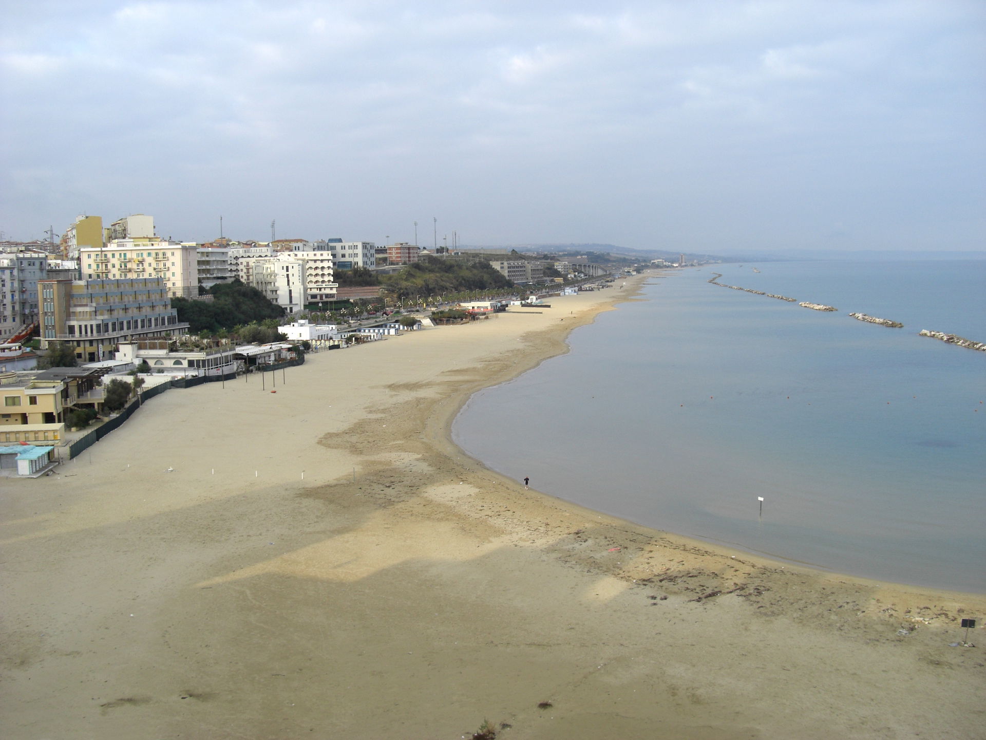 The northern beach of Termoli in Molise in Italy, seen from the…