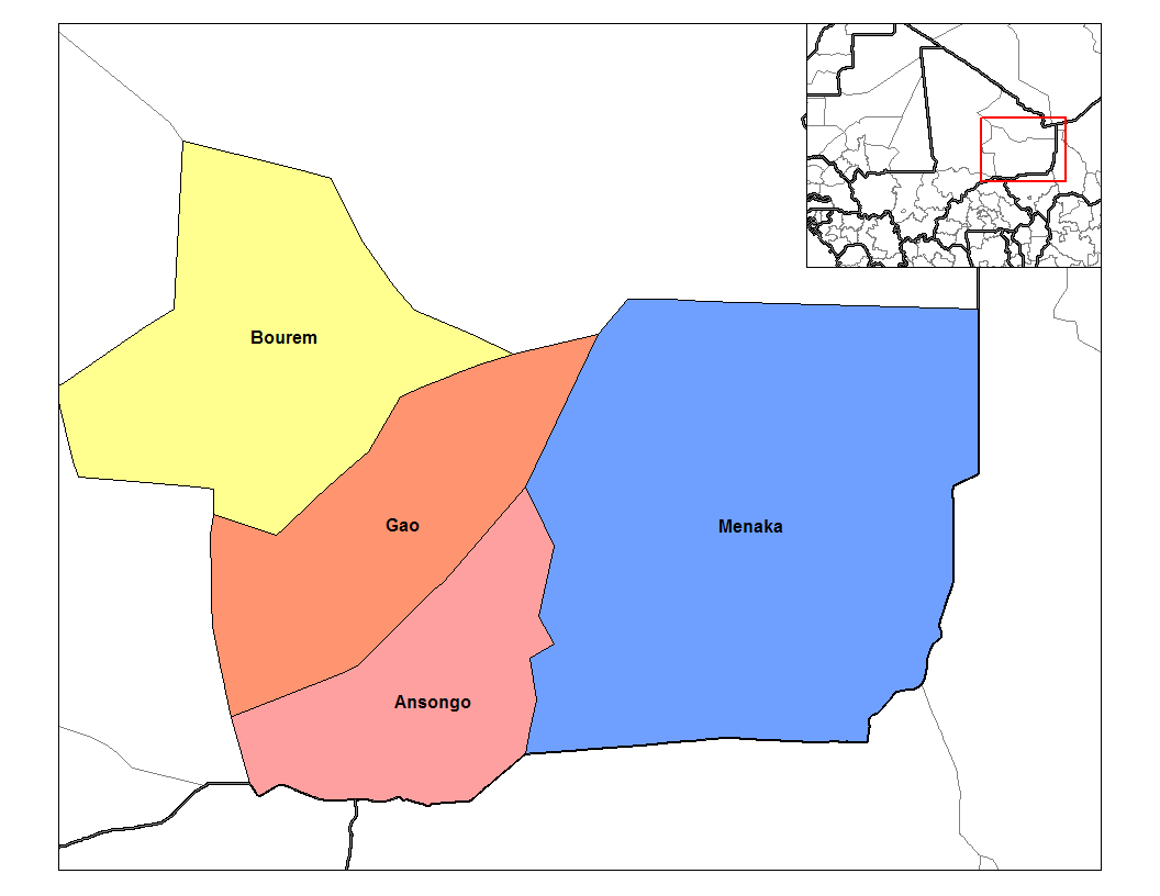 Map of the cercles of Gao region in Mali. Created using MapInfo…