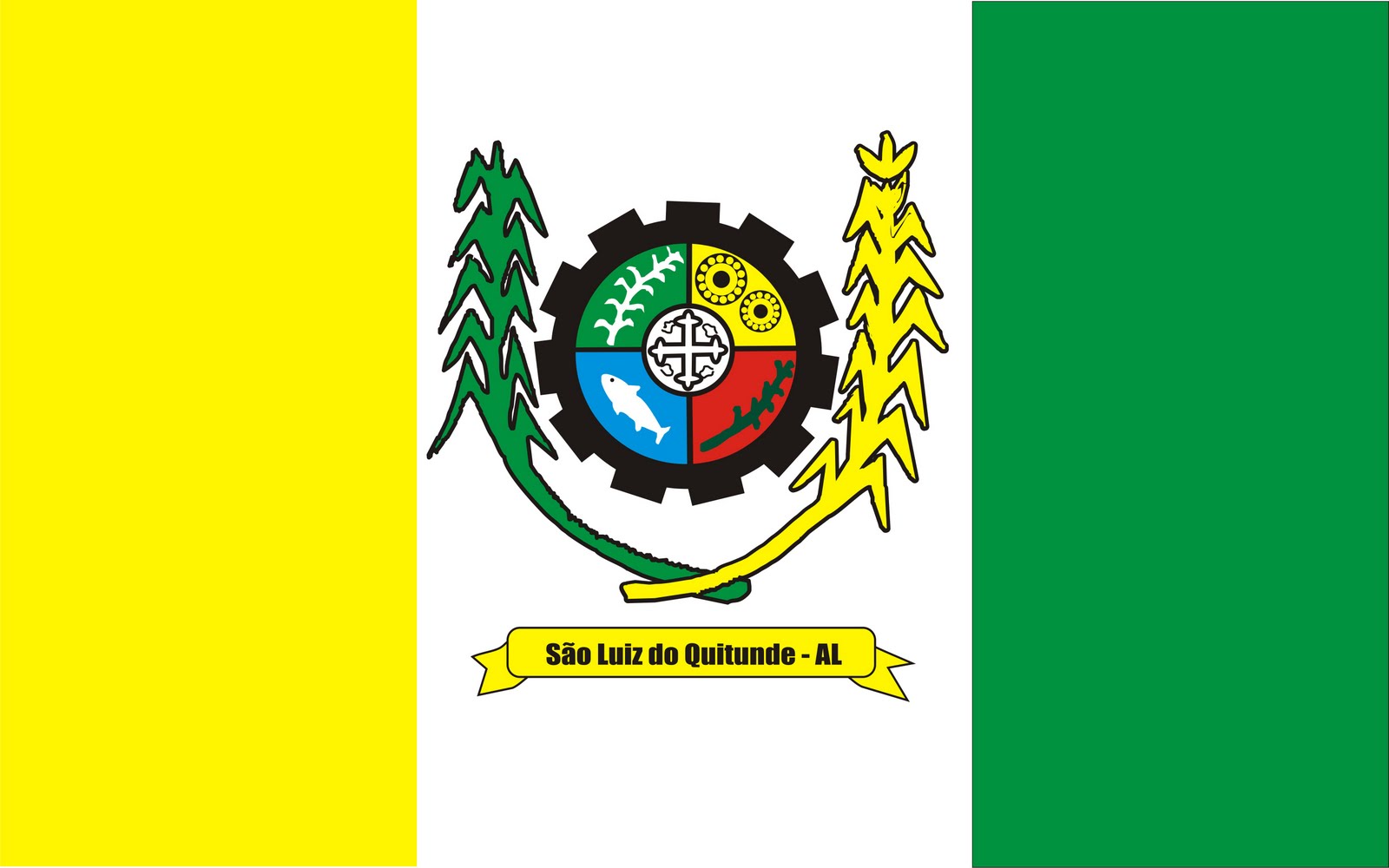 Bandeira do município de São Luís do Quitunde, Alagoas, Brasil.