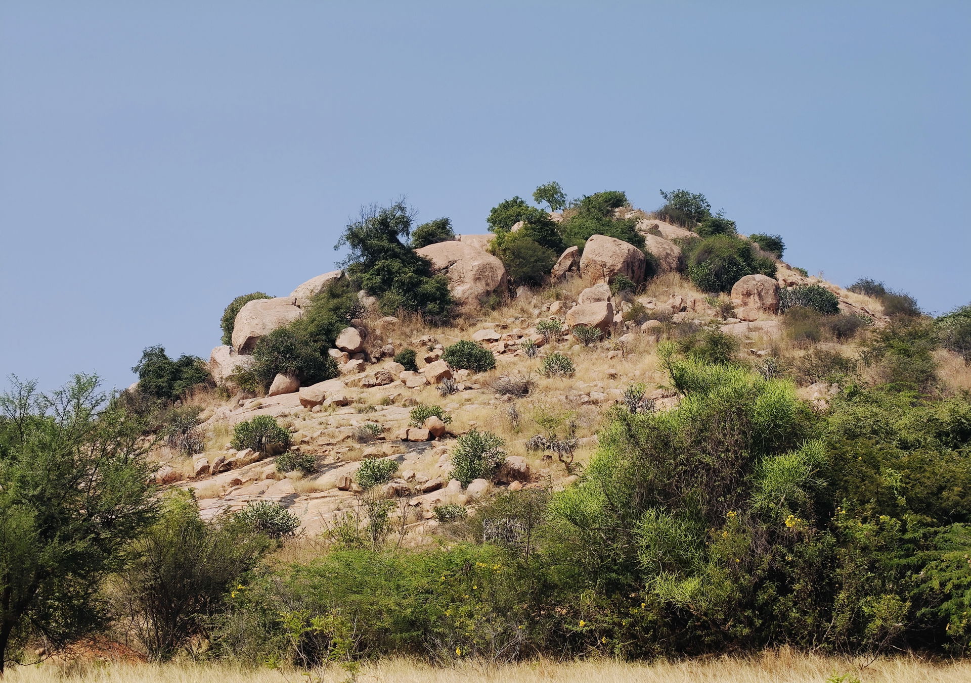 Rock formations along hills near Kalyandurg