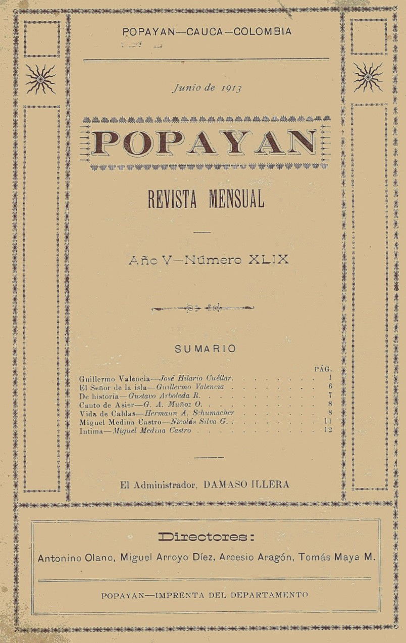 Edición N° XLIX de la revista Popayán año 1913