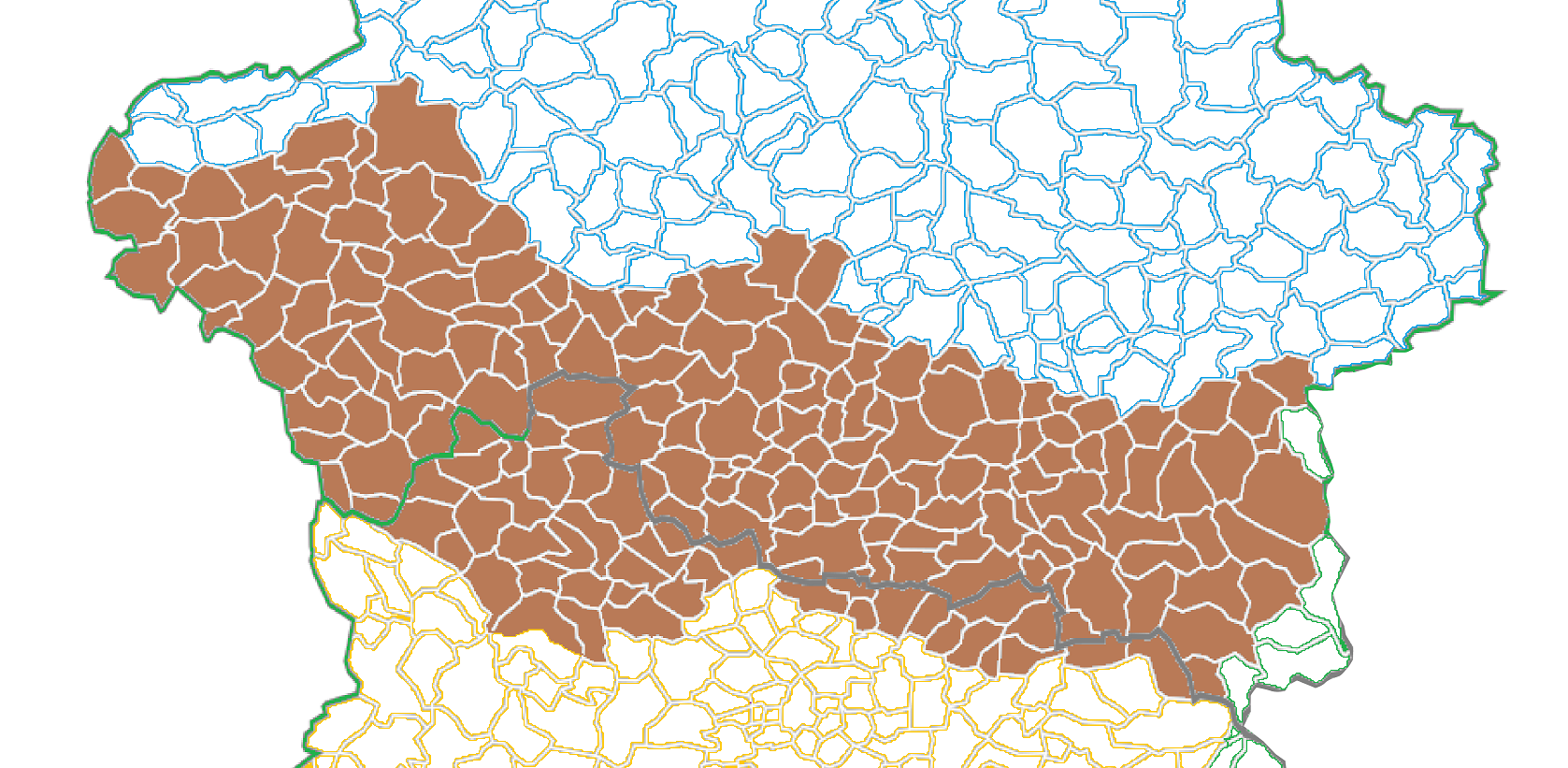 Partie orientale de l'aire linguistique du Croissant selon l'At…