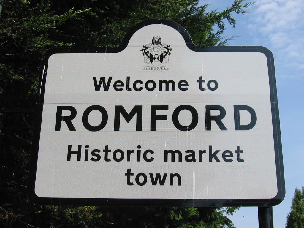Havering/Romford welcome sign at Roneo Corner