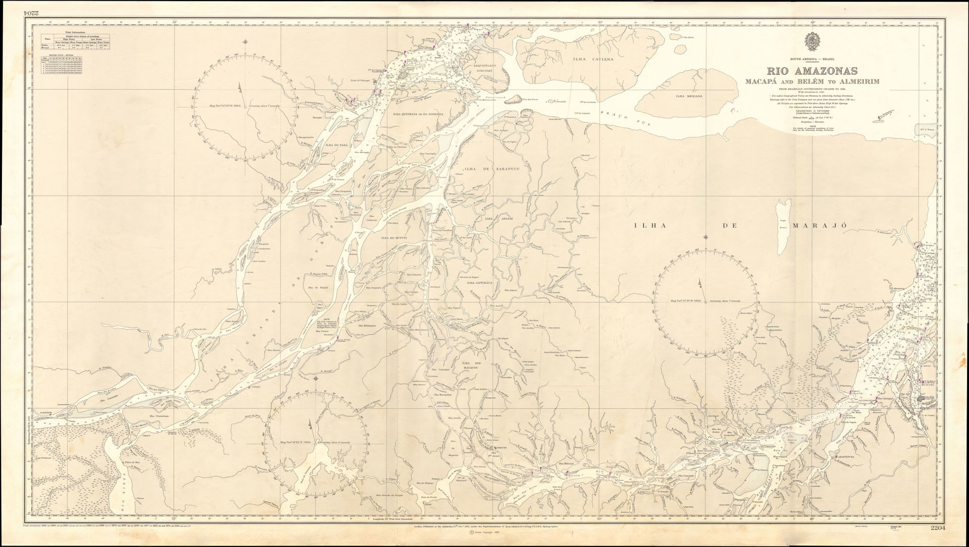 Nautical chart of the Rio Amazonas from Macapa and Belem to Alm…
