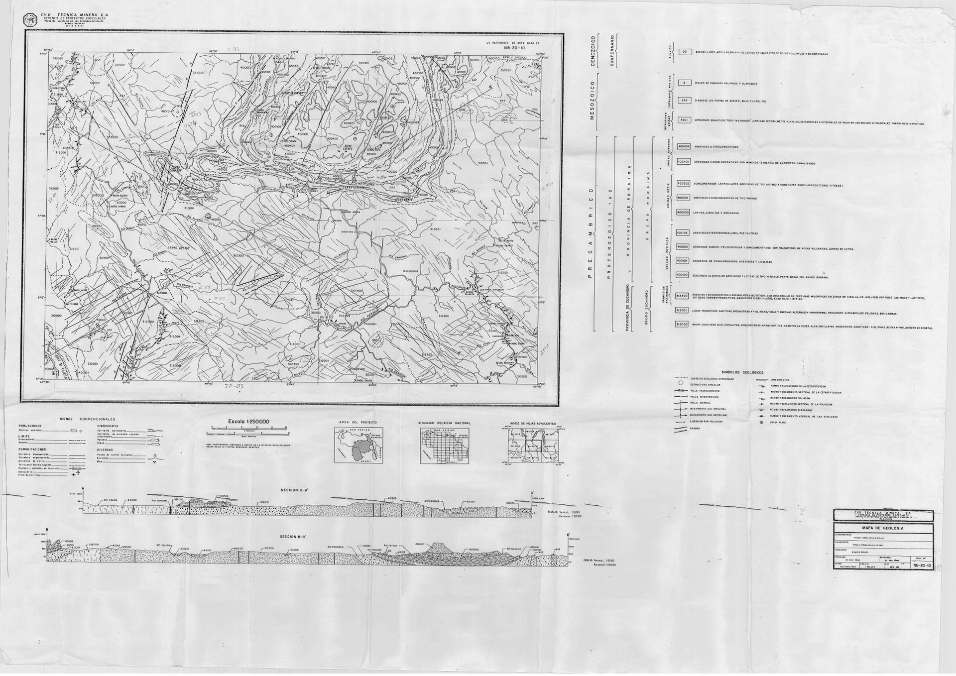 Geological map of the Guayana Region, Venezuela