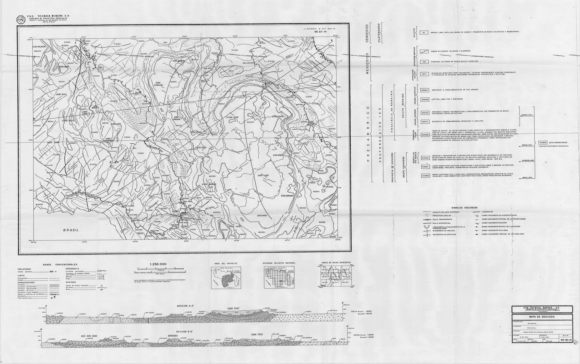 Geological map of the Guayana Region, Venezuela