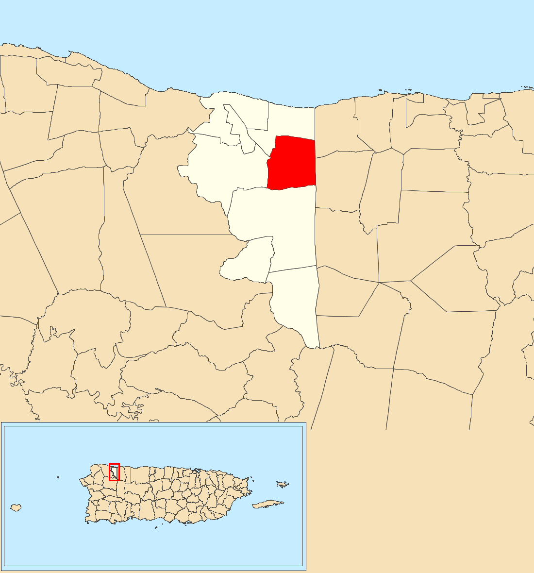 Cocos, Quebradillas, Puerto Rico locator map